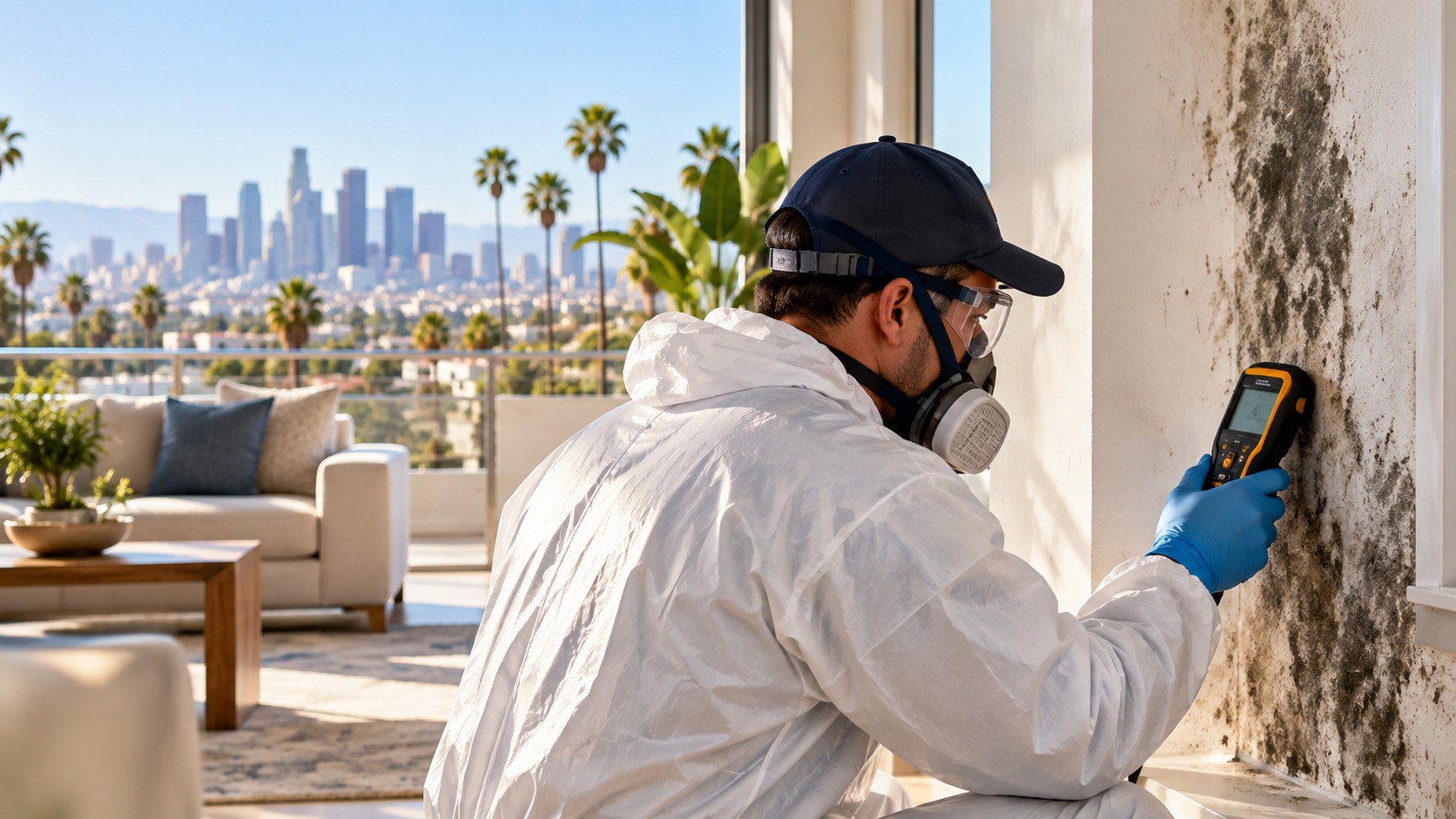 Professional mold inspection in a California home